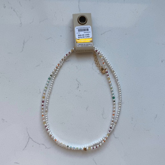 Pearl Beaded Bubble Letter Lowercase Monogram Necklaces, Set of 2 - S - NWT - Picture 3 of 6